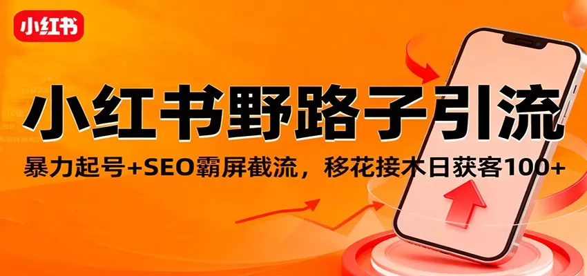 小红书野路子引流，暴力起号+SEO霸屏截流，移花接木日获客100+-互为学习资料库