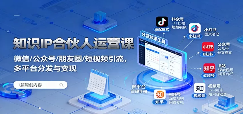 知识IP合伙人运营课：微信/公众号/朋友圈/短视频引流，多平台分发与变现-互为学习资料库
