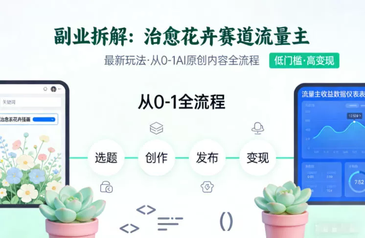 副业拆解：治愈花卉赛道流量主最新玩法，从0-1AI原创内容全流程-互为学习资料库
