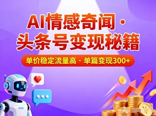 头条号做AI情感奇闻内容,单价稳定流量高,一篇变现3张