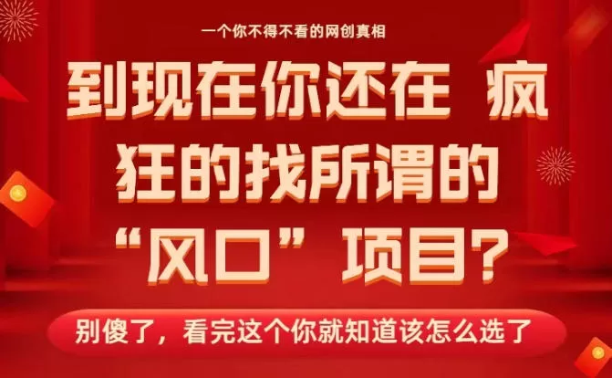 马上26年了，你还在找所谓的风口项目？别傻了，看完这个你全都懂了！【揭秘】-互为学习资料库