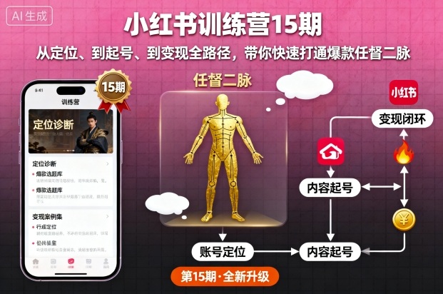 小红书训练营15期，从定位、到起号、到变现全路径，带你快速打通爆款任督二脉-互为学习资料库