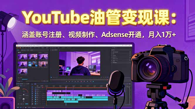 2025YouTube油管变现课：涵盖账号注册、视频制作、Adsense开通，月入1万+-互为学习资料库