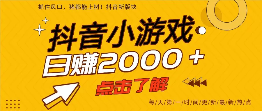 5年爆火的抖音小游戏项目，一部手机日入2000+-互为学习资料库