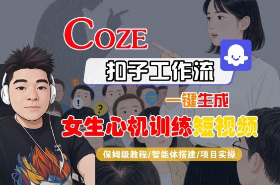 COZE扣子工作流一键生成女生心机训练短视频，保姆级教程-智能体搭建-项目实操-互为学习资料库