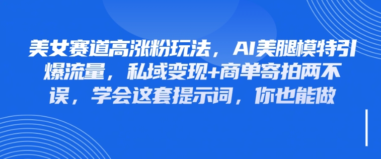 美女赛道高涨粉玩法，AI美腿模特引爆流量，私域变现+商单寄拍两不误，学会这套提示词，你也能做-互为学习资料库