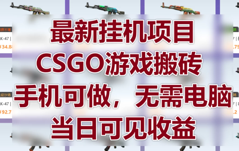 最新挂机项目,CSGO游戏搬砖,手机可做,无需电脑,当日见收益-互为学习资料库