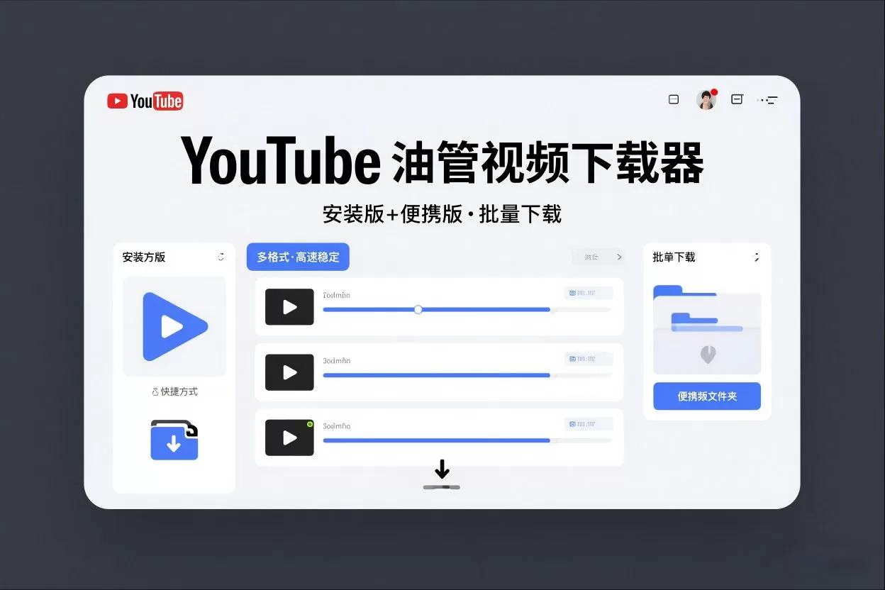 YouTube油管视频下载器安装版+便携版，可以批量下载多个视频-互为学习资料库