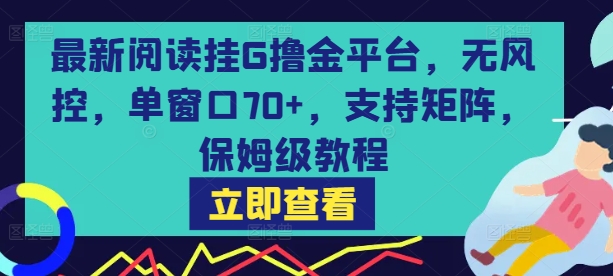 最新阅读挂G撸金平台,无风控,单窗口70+,支持矩阵,保姆级教程【揭秘】-互为学习资料库