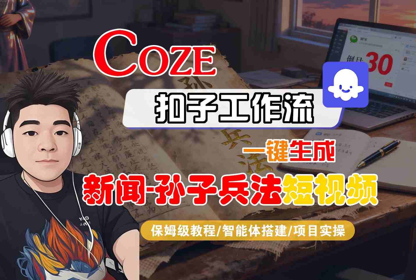 Coze扣子智能体工作流一键生成“新闻-孙子兵法“短视频，全流程保姆级教学-互为学习资料库