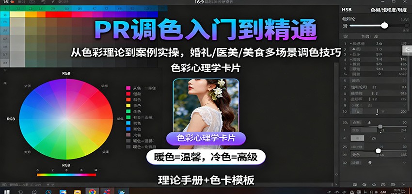PR调色入门到精通：从色彩理论到案例实操，婚礼/医美/美食多场景调色技巧-互为学习资料库