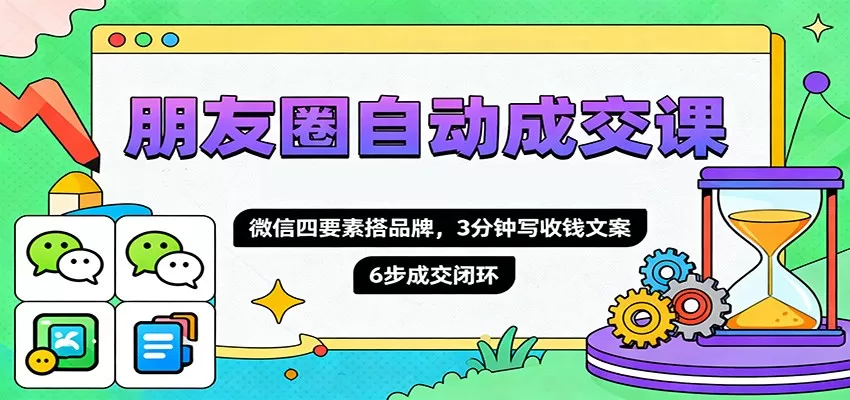 朋友圈自动成交课，微信四要素搭品牌，3分钟写收钱文案，6步成交闭环-互为学习资料库