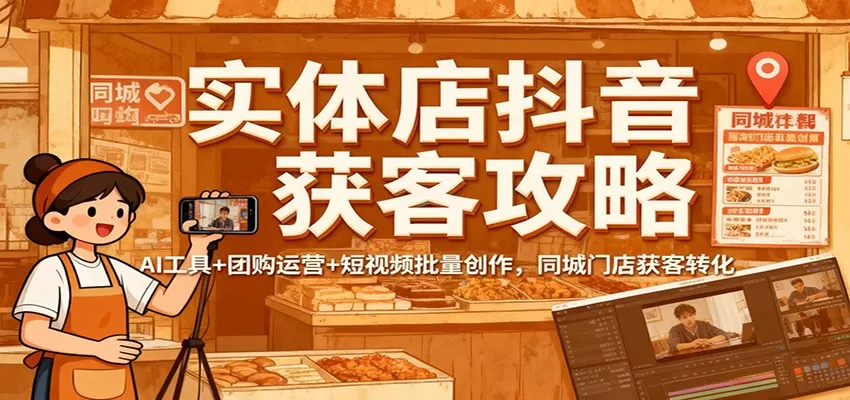 实体店抖音获客攻略：AI工具+团购运营+短视频批量创作，同城门店获客转化-互为学习资料库