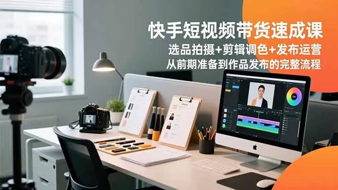 快手短视频带货速成课，选品拍摄+剪辑调色+发布运营，从前期准备到作品发布的完整流程-互为学习资料库