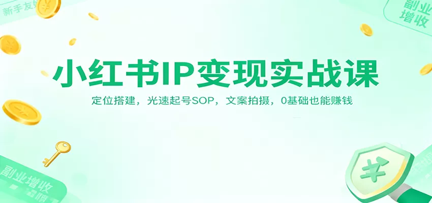 小红书IP变现实战课：定位搭建，光速起号SOP，文案拍摄，0基础也能赚钱-互为学习资料库