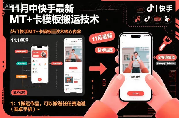 11月中快手最新MT+卡模板搬运技术，1：1搬运作品，可以搬运任何赛道(安卓手机)-互为学习资料库