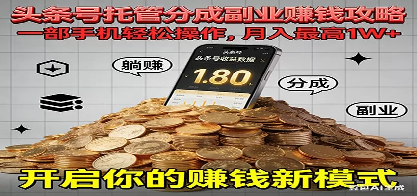 全程托管今日头条，一部手机就可以开干，最高躺赚1W+-互为学习资料库