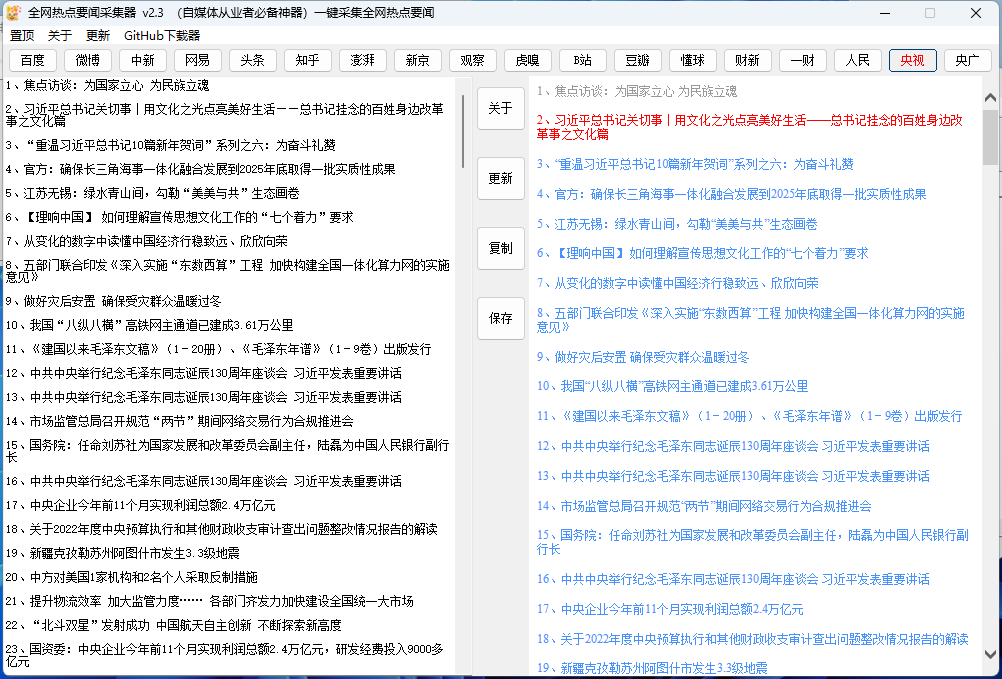 全网热点要闻采集器v2.3-互为学习资料库