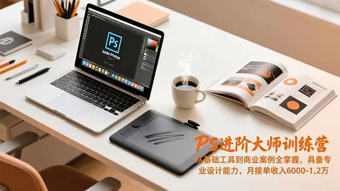 PS进阶大师训练营，从基础工具到商业案例全掌握，具备专业设计能力，月接单收入6000-1.2万-互为学习资料库