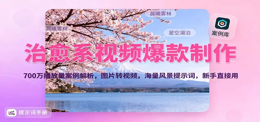 治愈系视频爆款制作，700万播放量案例解析，图片转视频，海量风景提示词，新手直接用-互为学习资料库