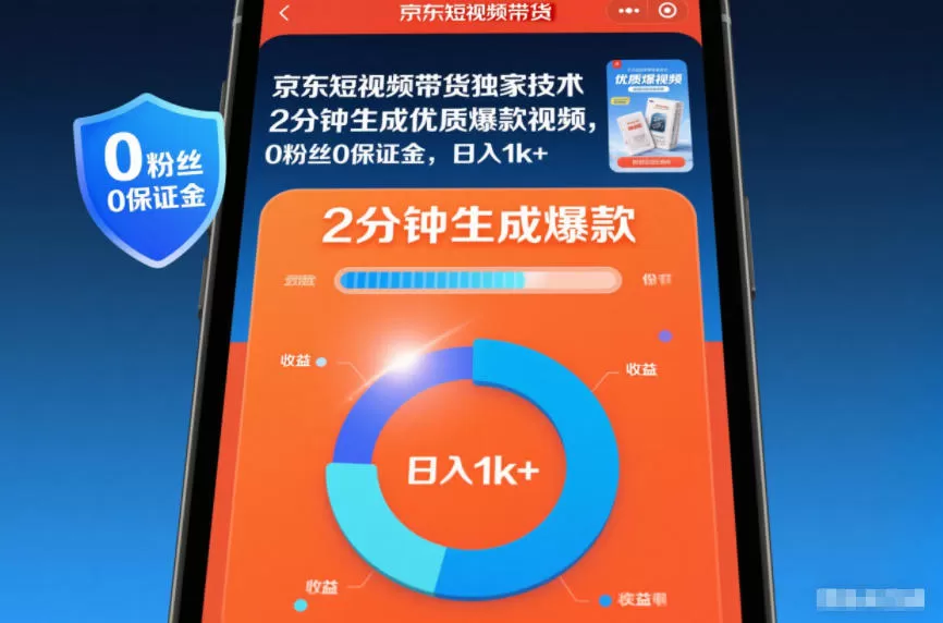 京东短视频带货独家技术，2分钟生成一条优质爆款视频，0粉丝0保证金，日入1k+【揭秘】-互为学习资料库