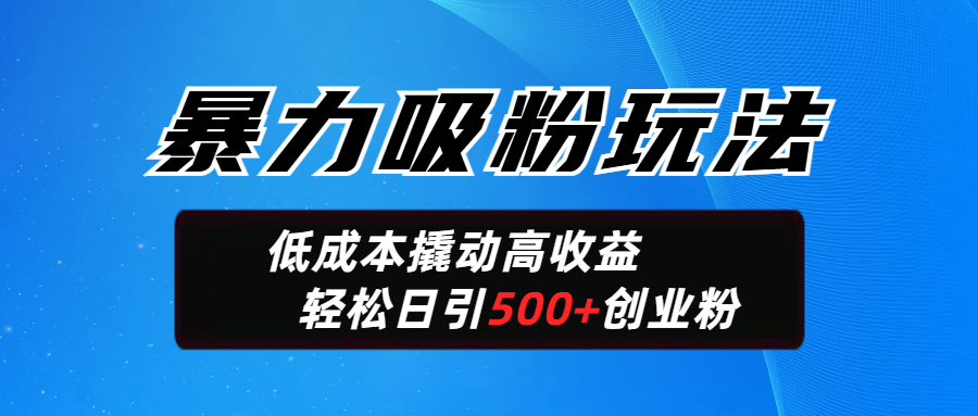 暴力吸粉玩法，日引500+精准创业粉，日变现轻松破2000-互为学习资料库