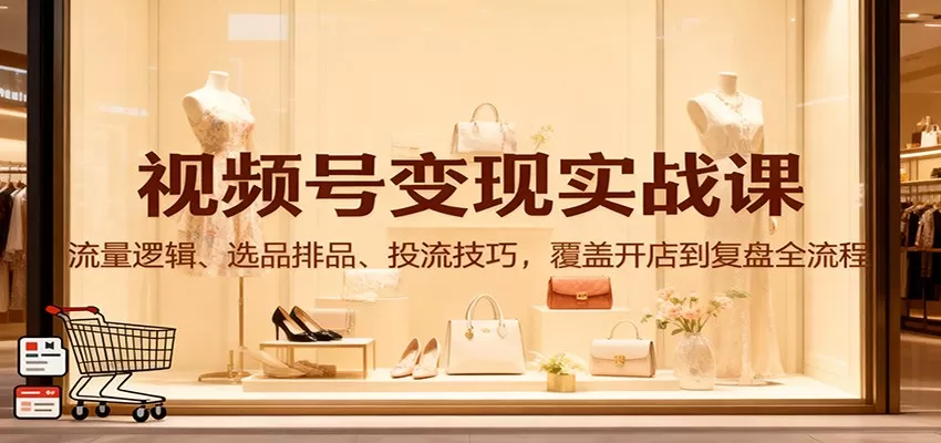 视频号变现实战课：流量逻辑、选品排品、投流技巧，覆盖开店到复盘全流程-互为学习资料库