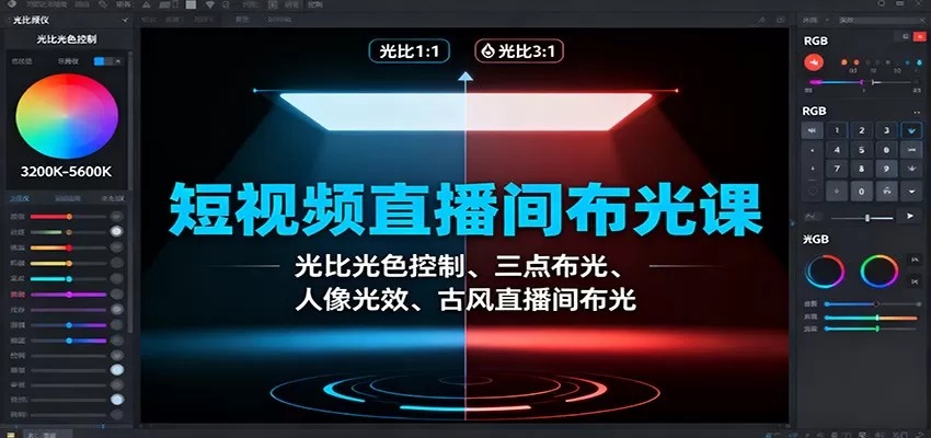短视频直播间布光课：光比光色控制、三点布光、人像光效、古风直播间布光-互为学习资料库