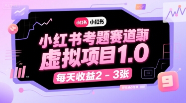 小红书考题赛道虚拟项目1.0,项目操作简单,每天收益2-3张-互为学习资料库