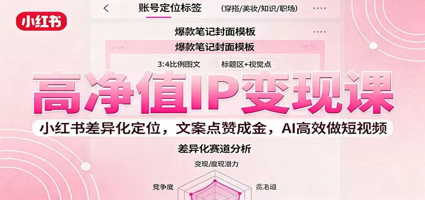 高净值IP变现课：小红书差异化定位，文案点赞成金， AI高效做短视频-互为学习资料库