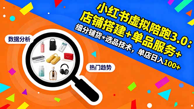 小红书虚拟陪跑3.0：店铺搭建+单品服务+细分铺货+选品技术，单店日入100+-互为学习资料库