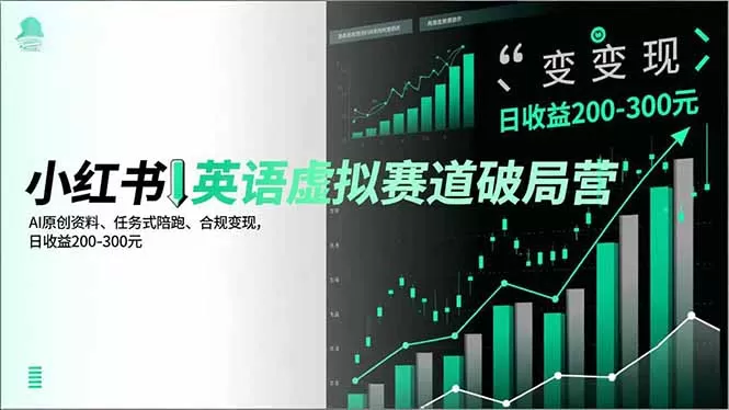 小红书英语虚拟赛道破局营，AI原创资料、任务式陪跑、合规变现，日收益200-300元-互为学习资料库
