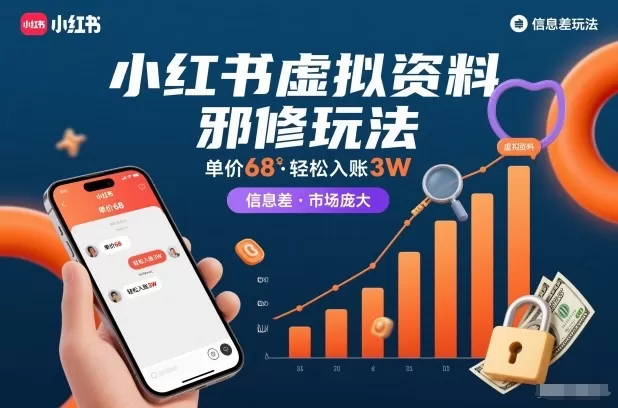 小红书虚拟资料邪修玩法，单价68，轻松入账3W，信息差玩法，市场庞大-互为学习资料库