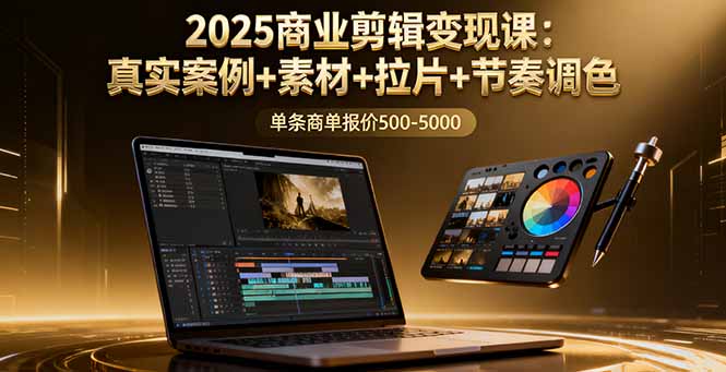 2025商业剪辑变现课：真实案例+素材+拉片+节奏调色，单条商单报价500-5000-互为学习资料库