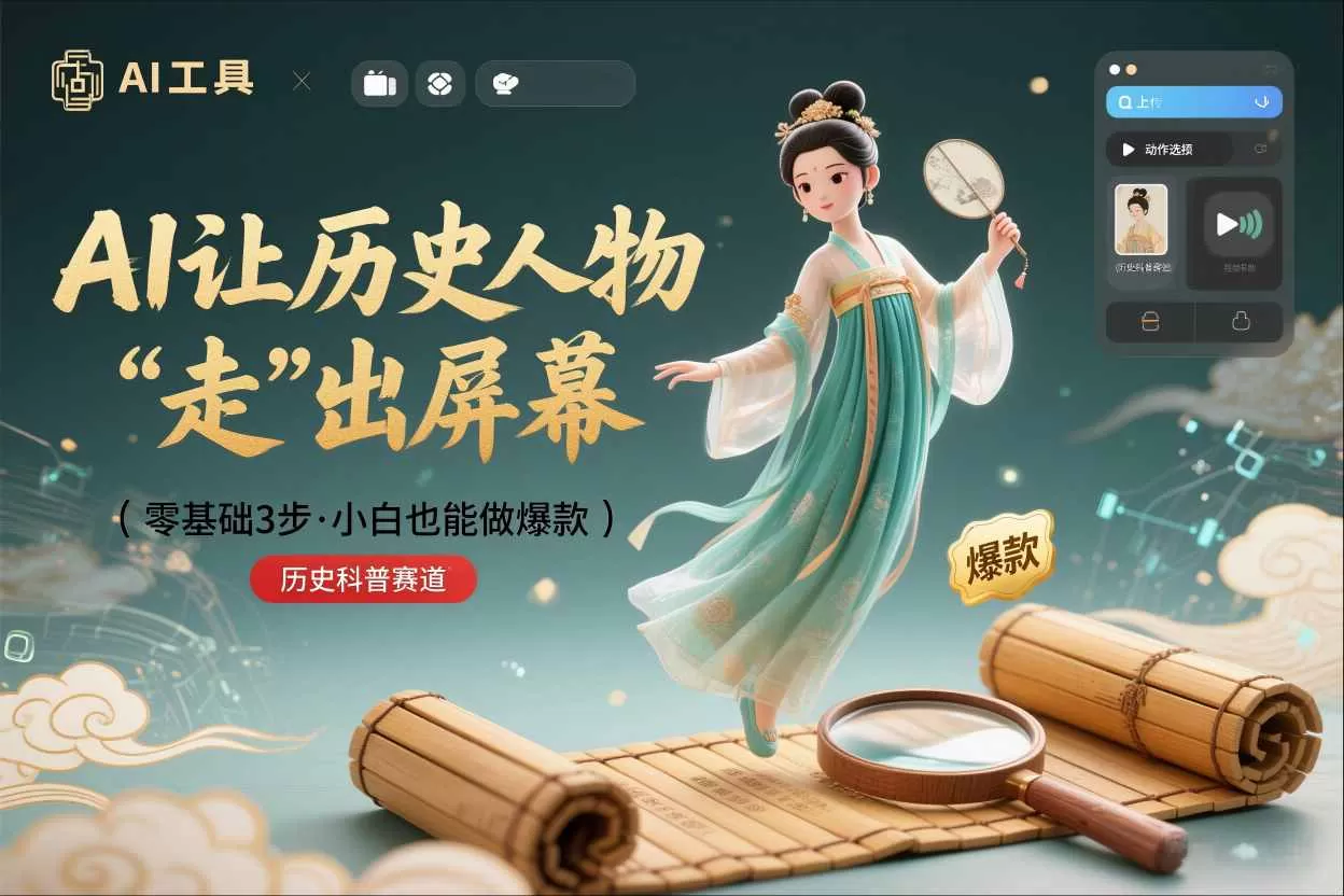 零基础3步搞定：让历史人物“走”出屏幕的AI教程，小白也能做出爆款(历史科普赛道)-互为学习资料库