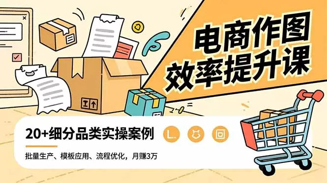 电商作图效率提升课，批量生产、模板应用、流程优化，20+细分品类实操案例，月赚3万-互为学习资料库