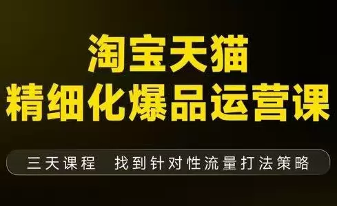 猫课子幽·淘宝天猫精细化爆品运营【音频+字幕+文档】(9月12-14杭州线下课)-互为学习资料库