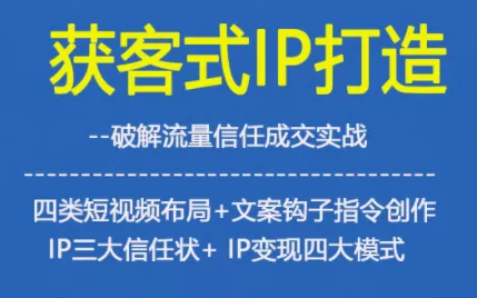 获客型IP打造，破解流量信任成，四类短视频布局+文案钩子指令创作IP三大信任状+IP变现四大模式-互为学习资料库