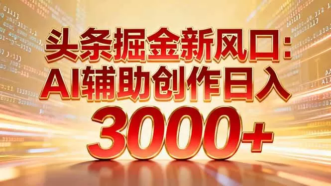 （16923期）头条掘金新风口：AI辅助创作日入3000+，矩阵玩法当天启动隔天见效-互为学习资料库
