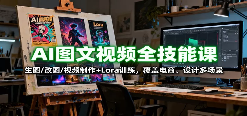 AI图文视频全技能课：生图/改图/视频制作+Lora训练，覆盖电商 、设计多场景-互为学习资料库