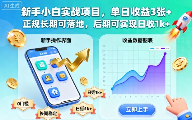 新手小白实战项目，单日收益3张+，正规长期可落地，后期可实现日收1k+【揭秘】-互为学习资料库