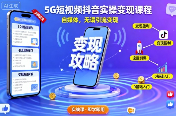5G短视频抖音实操变现课程,自媒体,无谓引流变现-互为学习资料库