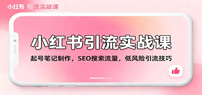 小红书引流实战课：起号笔记制作，SEO搜索流量，低风险引流技巧-互为学习资料库