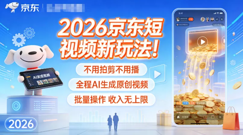2026京东短视频新玩法！不用拍剪不用播，全程AI生成原创视频，批量操作收入无上限-互为学习资料库