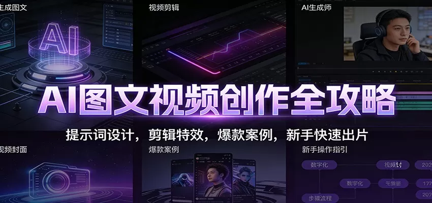 AI图文视频创作全攻略：提示词设计，剪辑特效，爆款案例，新手快速出片-互为学习资料库