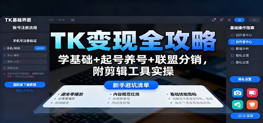 TK变现全攻略：学基础+起号养号+联盟分销，附剪辑工具实操-互为学习资料库