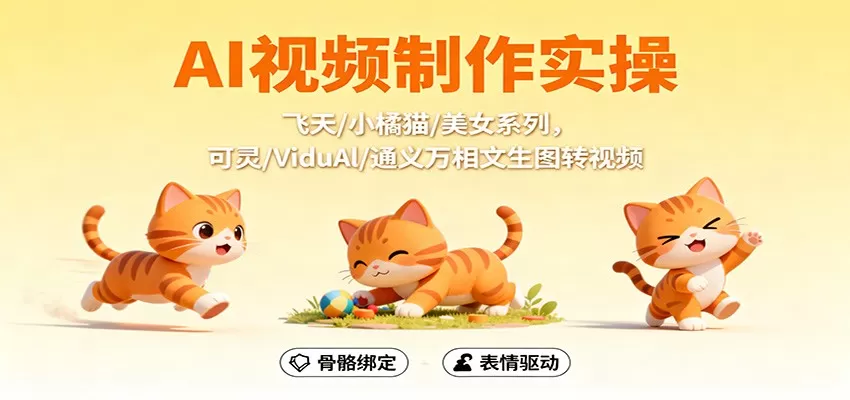 AI视频制作实操，飞天/小橘猫/美女系列，可灵/ViduAl/通义万相文生图转视频-互为学习资料库