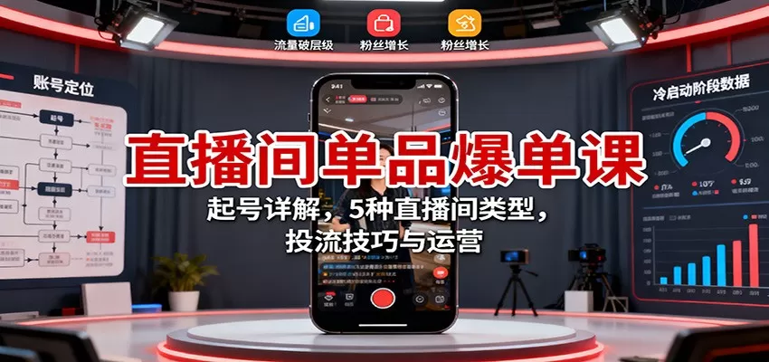 直播间单品爆单课：起号详解，5种直播间类型，投流技巧与运营-互为学习资料库