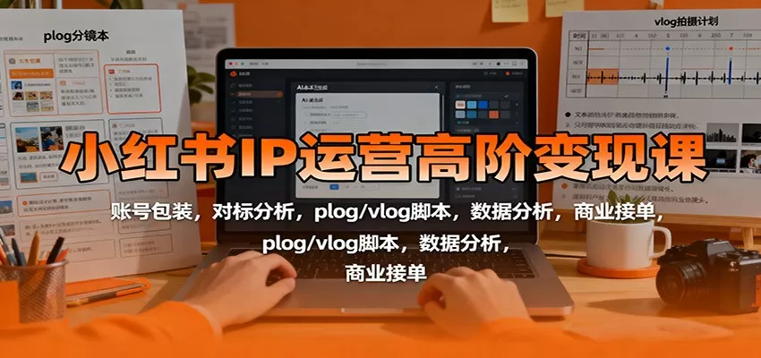 小红书IP运营高阶变现课：账号包装，对标分析，plog/vlog脚本，数据分析，商业接单-互为学习资料库