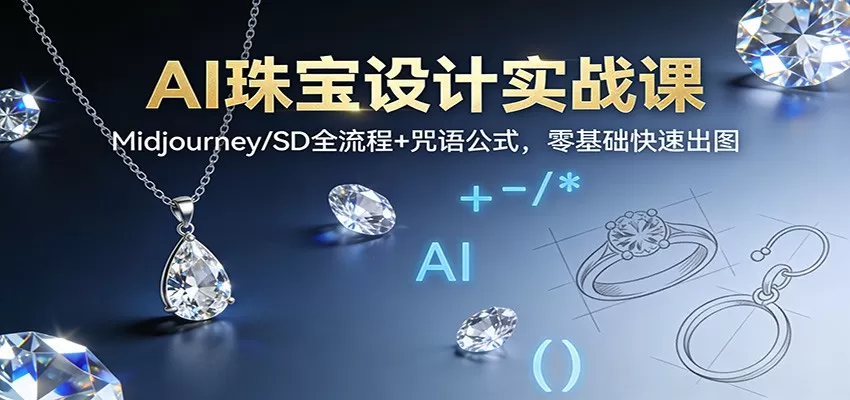 AI珠宝设计实战课：Midjourney/SD全流程+咒语公式，零基础快速出图-互为学习资料库